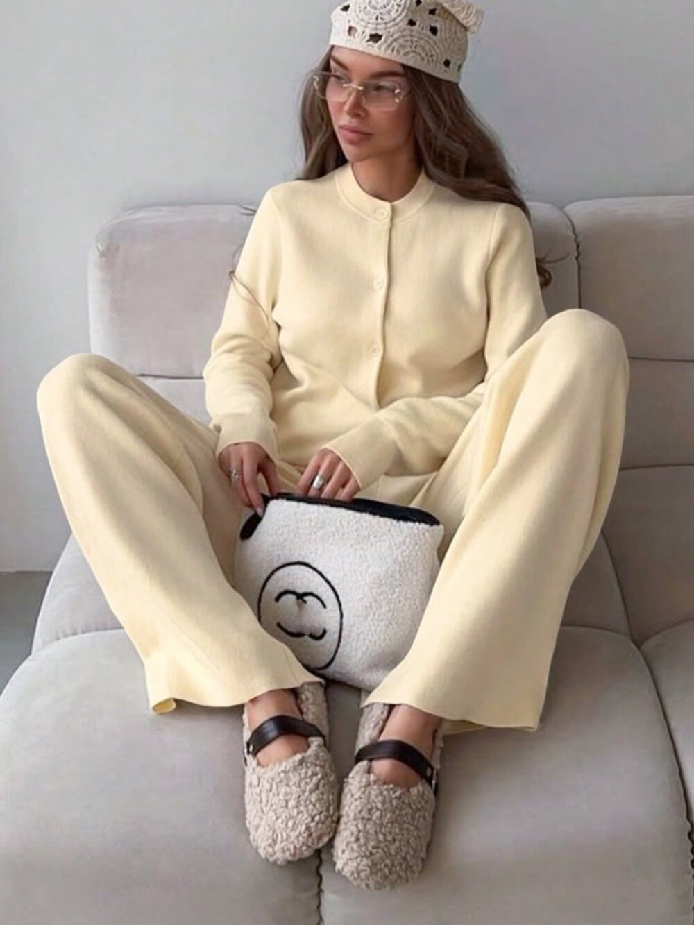 Casual Women's Button Front Long Sleeve cardigan and Pants Coord set